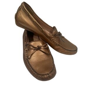 Vaneli Metallic Gold Loafers Size 9 Old Money Mature Comfortable Made in Italy